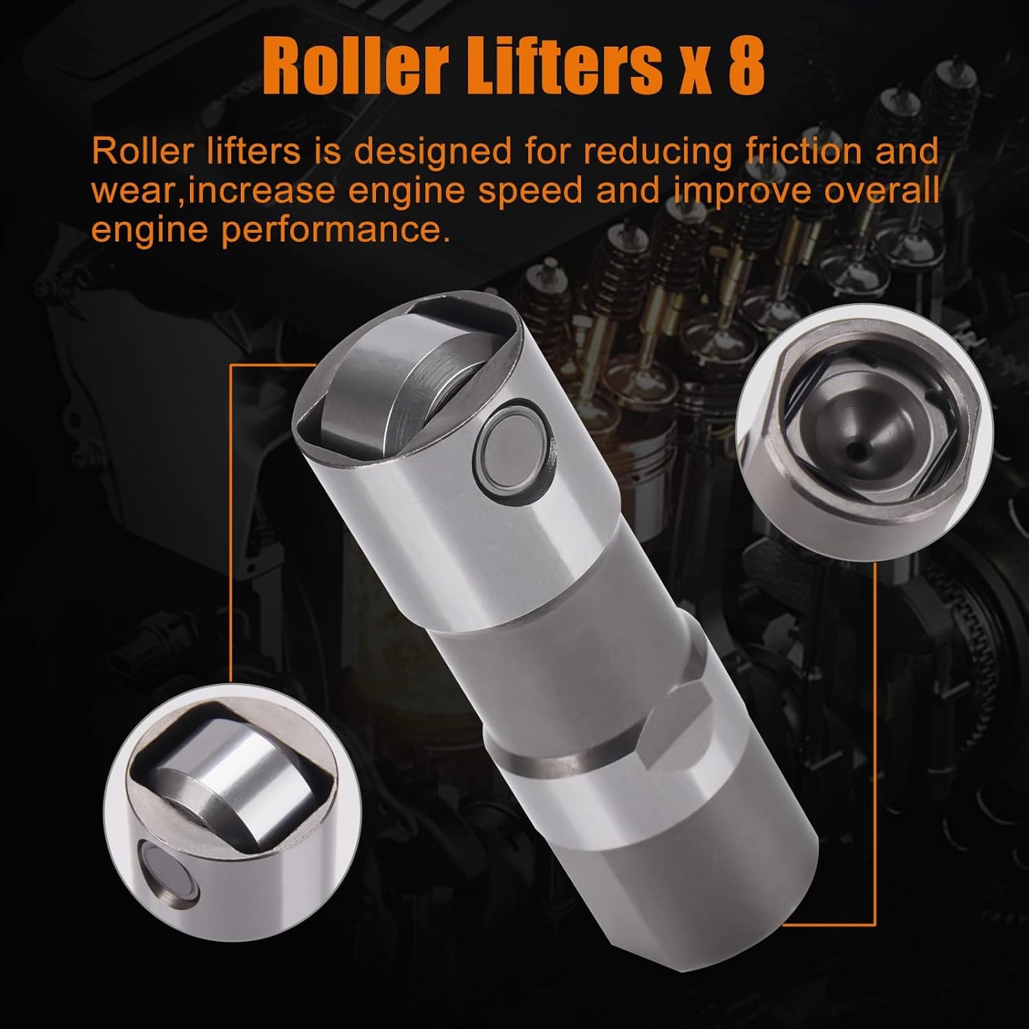 8 AFM + 8 Hydraulic Valve Lifters kit with 4 Guides Trays Compatible with 5.3L 6.0L 6.2L Allure Avalanche Escalade Suburban 1500 Sierra 1500 Yukon XL 1500 Select V8 Engines Models