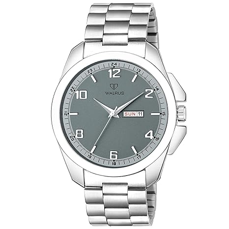 Large Maverick Grey Day & Date Men Watch with Push Button Lock