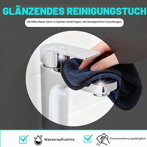 Leebey Total Clean Chiffon Microfibre XXL, Chiffon Micro Fibre Séchage Voiture, Très Absorbants, Non Pelucheux, Cabine de Douche, Maison, Cuisine (40 x 60 cm, 2 unités) - 6