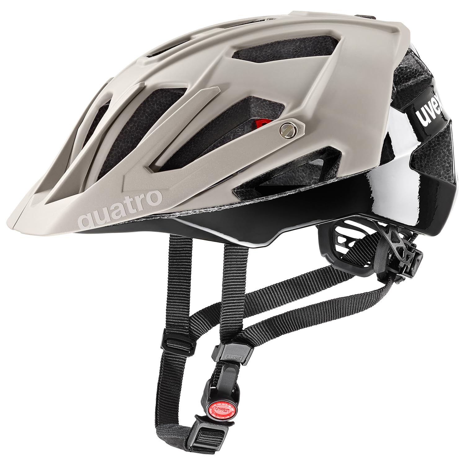 uvex quatro cc - safe MTB helmet for women and men - individually adjustable fit - adjustable visor - oak brown-black matt - 56-61 cm