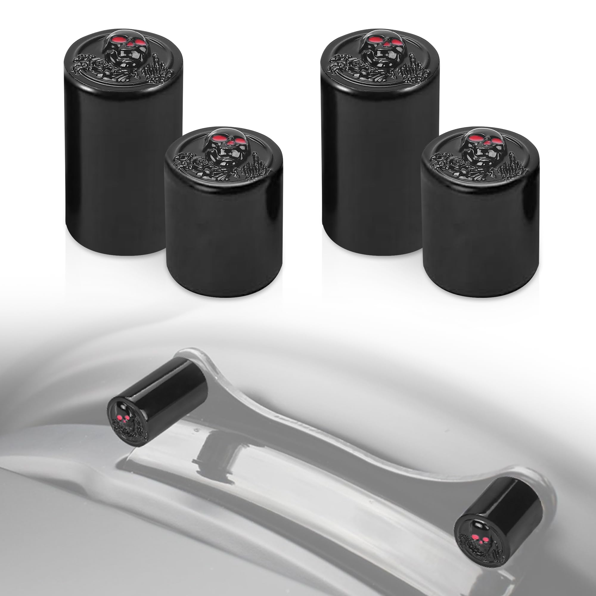 3D Skull Rear 4 Point Docking Hardware Cover Kit Fit for Harley Touring Electra Glide Road King Street Glide 2009-2023 Magnetic Cap Accessories (Black)