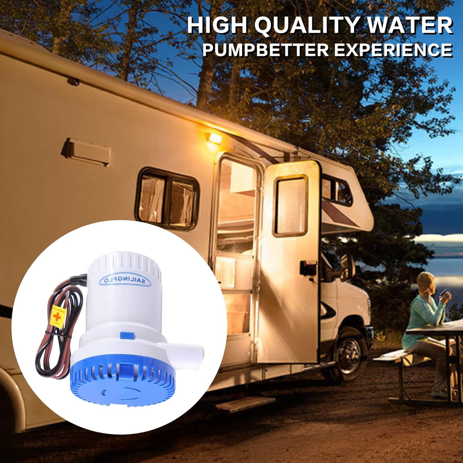 12V Bilge Pumps for Boats-2000 GPH 1-1/8"(29mm) Outlet High Flow Rate Non-AutIomatic Bilge Water Pump,Submersible Boat Accessories,Electric Marine Bilge Pump Waterproof Reset