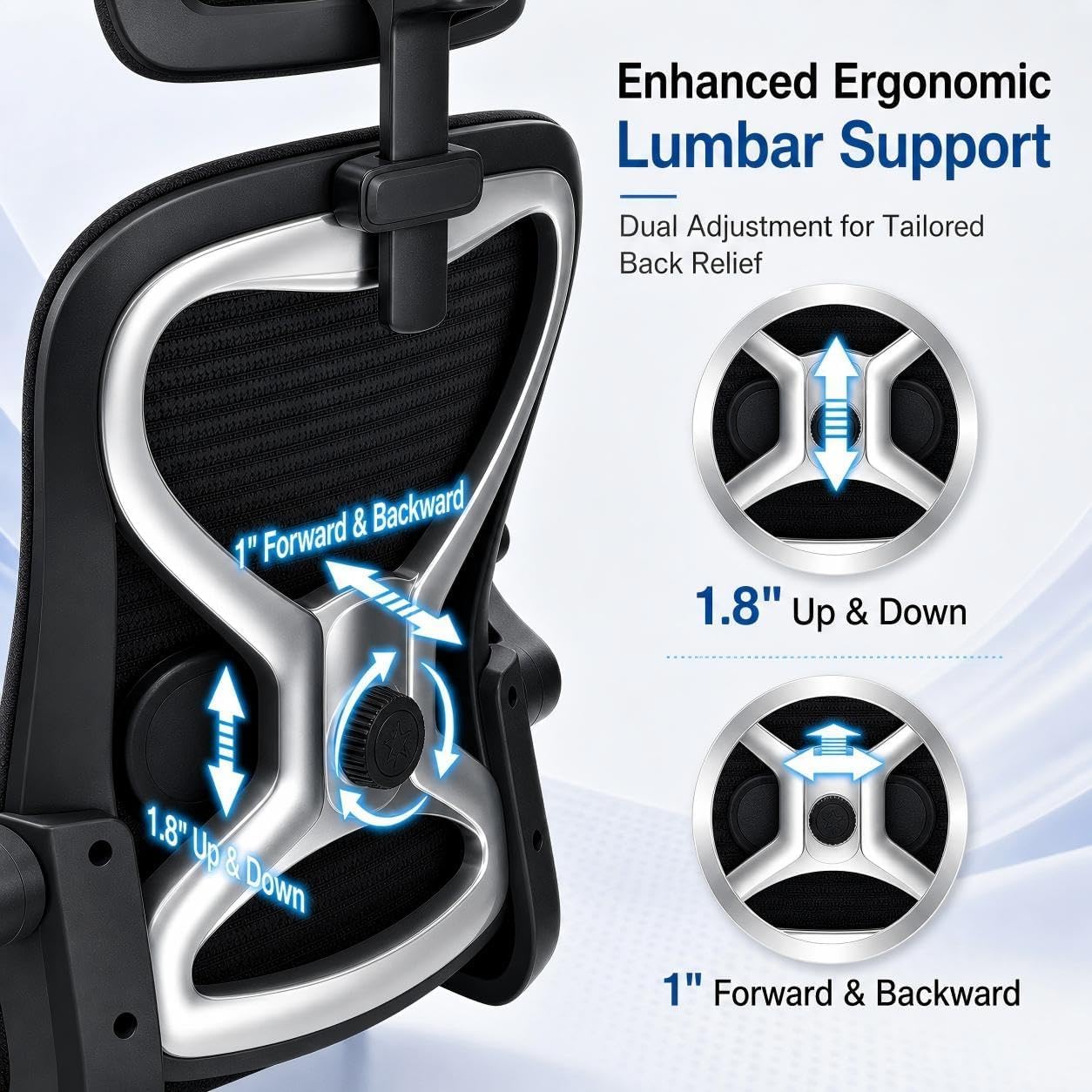 Home Office Desk Chairs, Ergonomic Office Chair with Lumbar Support & 3D Headrest, Computer Desk Chair with Flip-up Armrests, Perfect for Office or Study, Black/Silver thumbnail