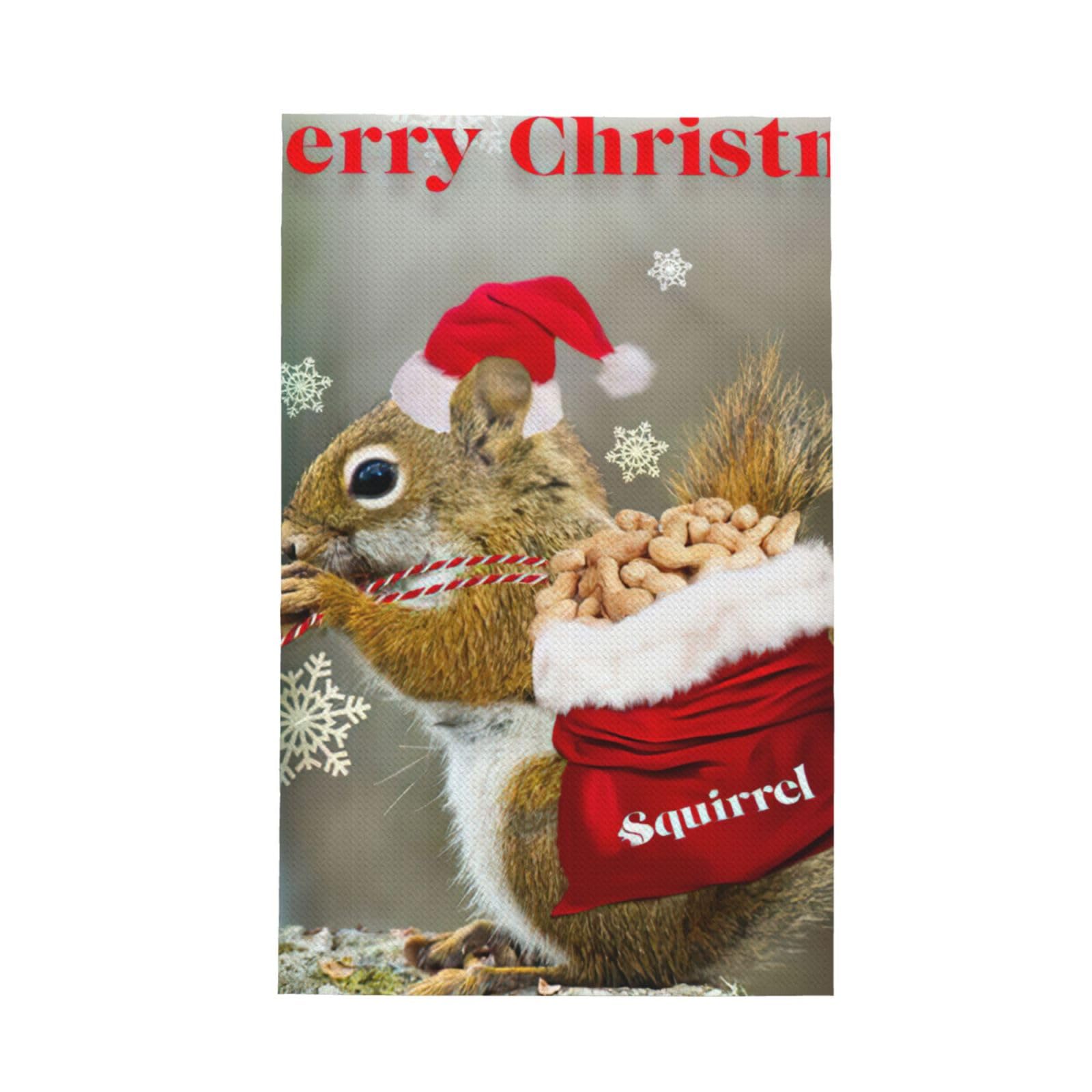 XXahnbm Christmas Squirrel Print Waffle Kitchen Towel,Absorbent Hand Towel