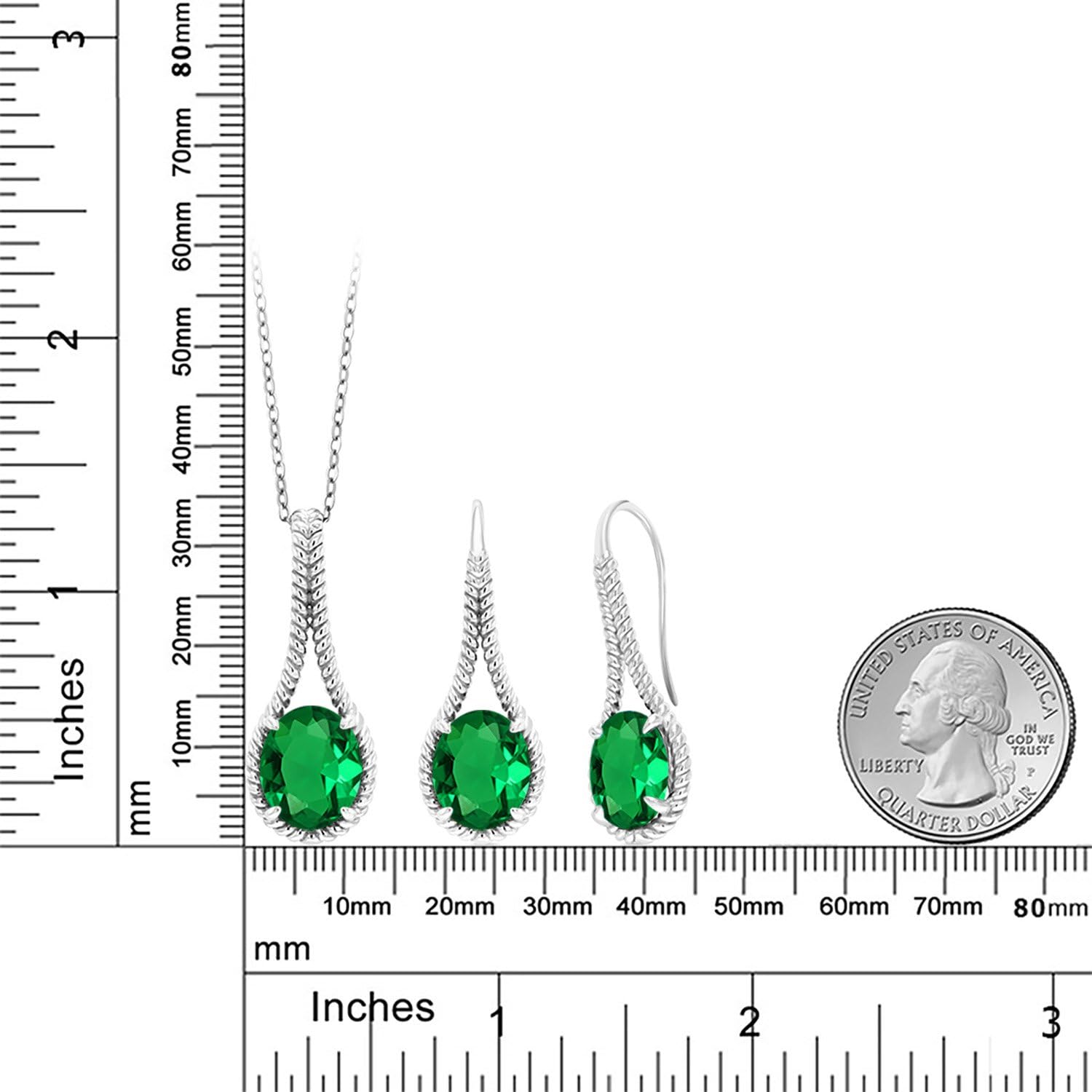 Gem Stone King Gemstone Birthstone Pendant and Earrings Jewelry Set For Women In 925 Sterling Silver | Oval 12X10MM | With 18 Inch Silver Chain - Image 3