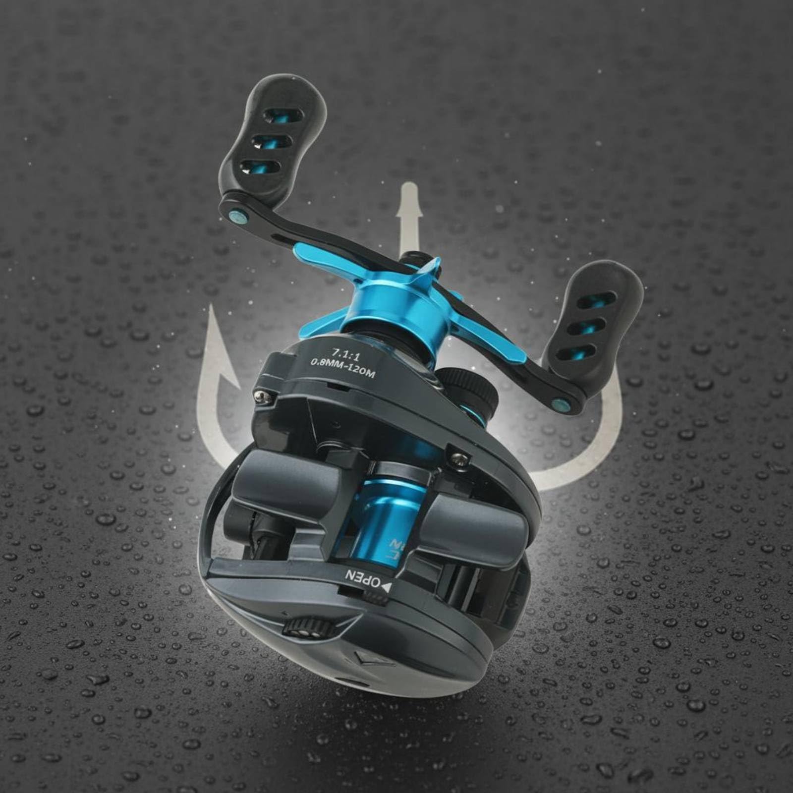 Carrete de Pesca Carrete Bobina Mango Freno con Control Lateral de Ajuste Forma Redondeada Estilizada Estructura Ligera y Estable Diseño Cómodo para