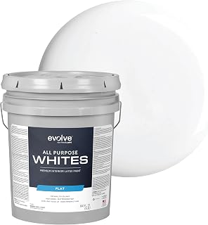 EVOLVE All Purpose Whites Paint & Primer, Flat (Bright White), 5 Gallon – Interior Latex, Excellent Touch-Up, High Hiding, Durable Paint for Walls & Ceilings