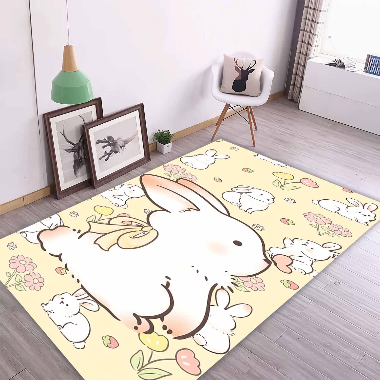 Tapis de jeu lapin apporte une atmosphère chaleureuse dans la chambre d'enfant
