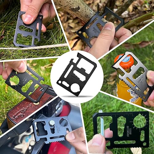 Miniatura 2 de Regalos navideños para hombres y padres, multiherramienta 18 en 1 de copo de nieve plateado y tarjeta de crédito negra 20 en 1, regalos de Navidad