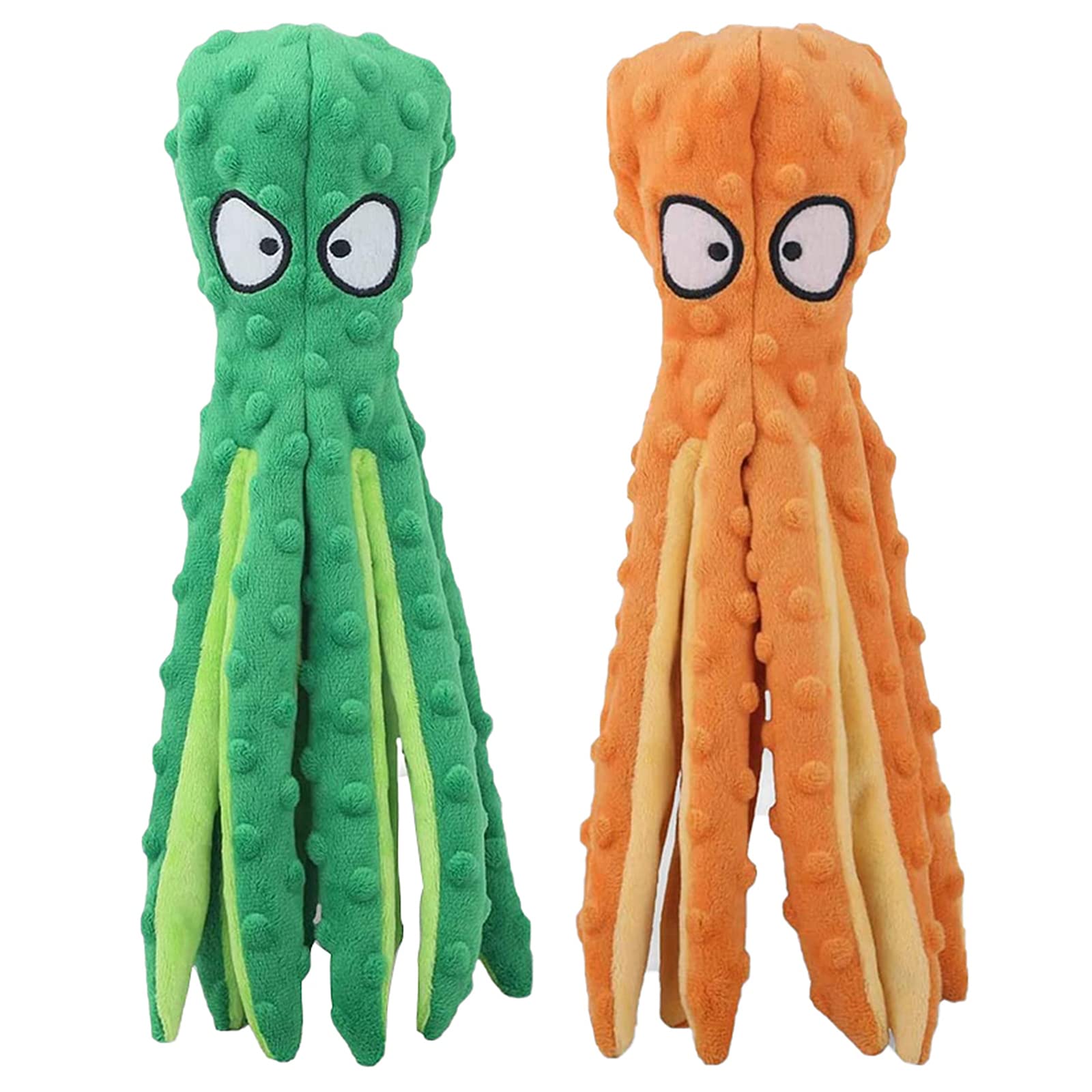 Adpartner Squeaky Toys for Dogs, 2 Pack No Plush Stuffing Octopus Crinkle Plush Pet Toys for Puppy, Durable Interactive Pet Chew Toys for Small to Medium Dogs Teething Training Reduce Boredom