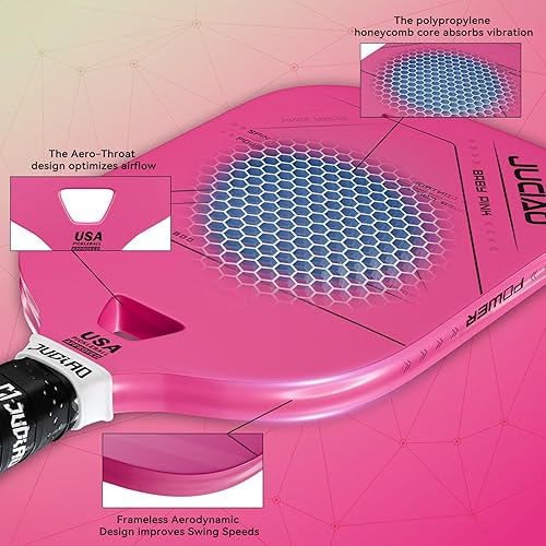 Miniatura 4 de Paleta de pickleball  Aprobado por USAPA T800 raqueta de pickleball de fibra de carbono de 0.787 pulgadas (0.787 in) con bola de pepinillo