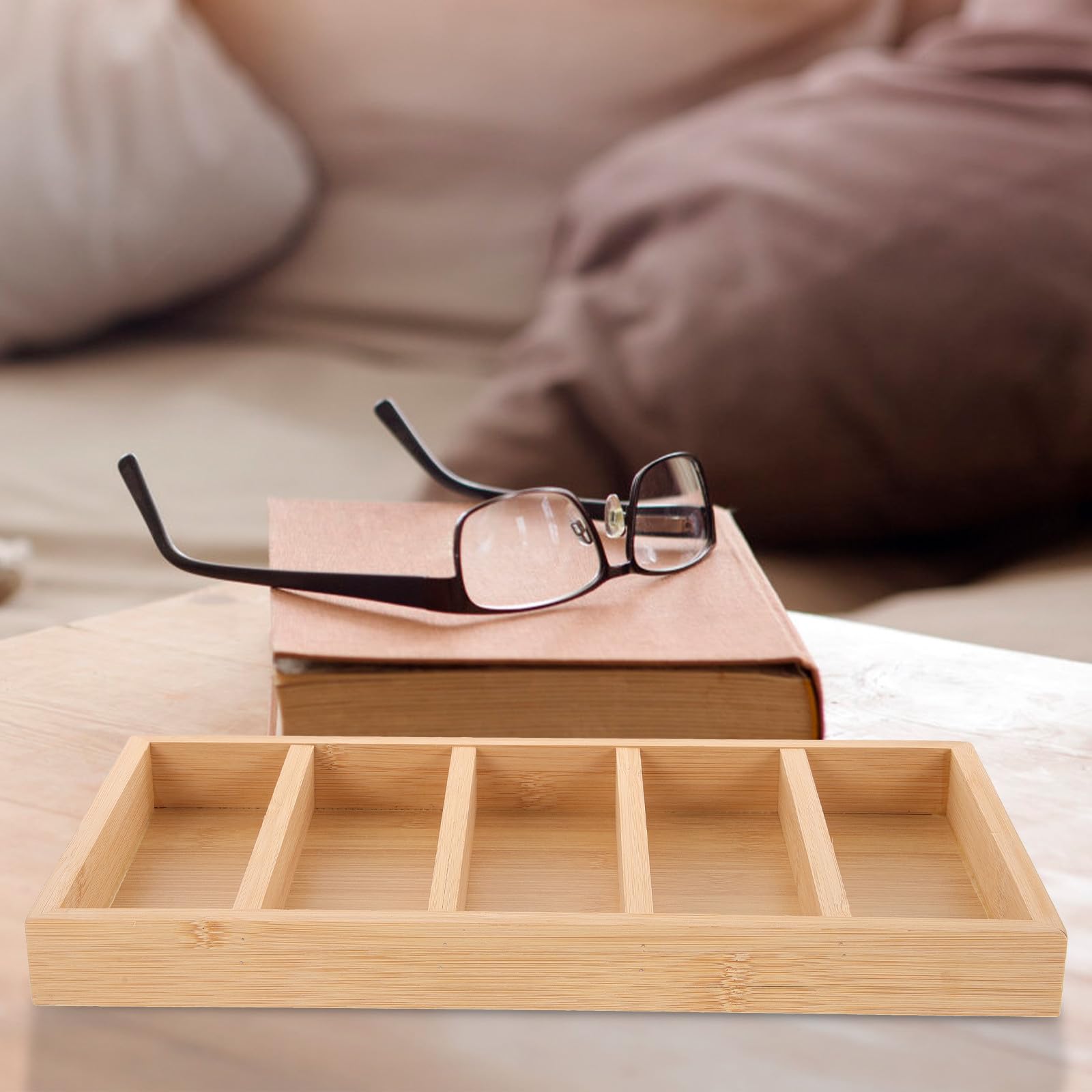 Sewroro 2 Stück Aufbewahrungsschale für Sonnenbrillen Khaki 5 Fächer Brillen Organizer Kasten zur Präsentation von Sonnenbrillen im Schaufenster und Einzelhandel