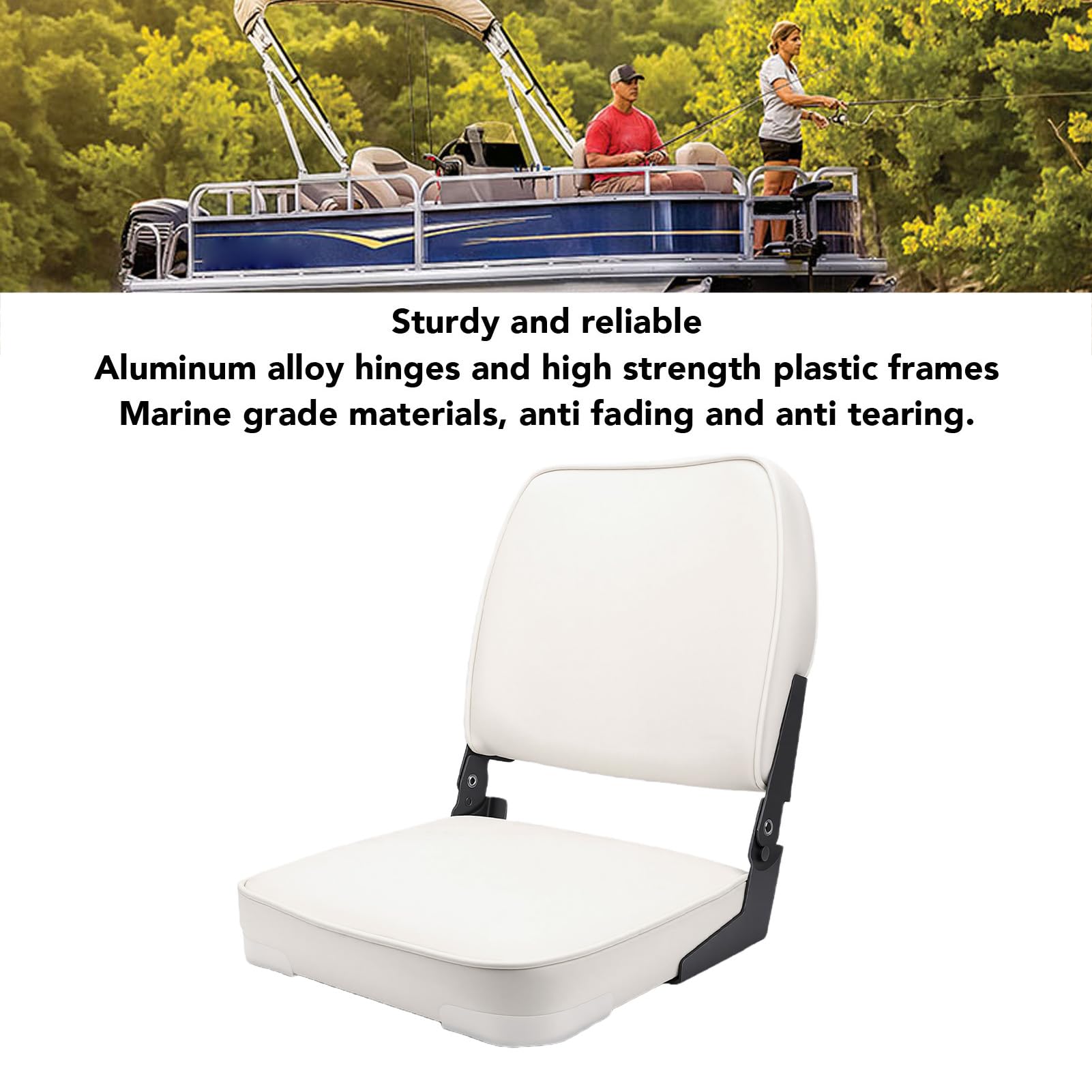 Sedile per Barca Pieghevole con Schienale Comoda Imbottitura in Schiuma Sedia Barca con Schienale Basso per Canoa Pontone Barca 19x16x14 Pollici Etilene di Grado Marino