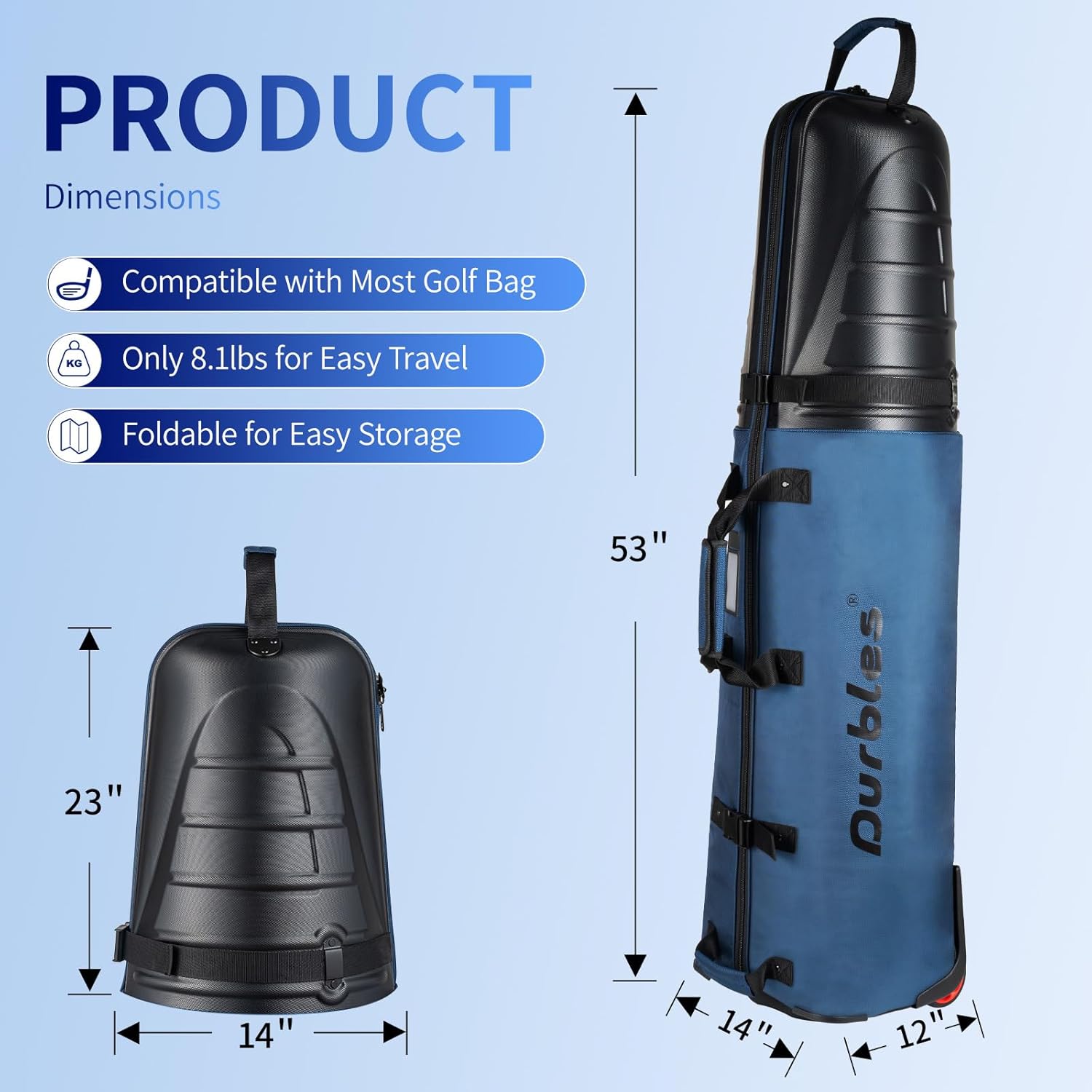 Golf Travel Bag with ABS Hard Shell Top – Golf Bag with 1680D Waterproof Fabric, 7mm Padding & Wheels – Golfing Accessories Travel Case for Airlines – Fits Most Club Bags & Sports