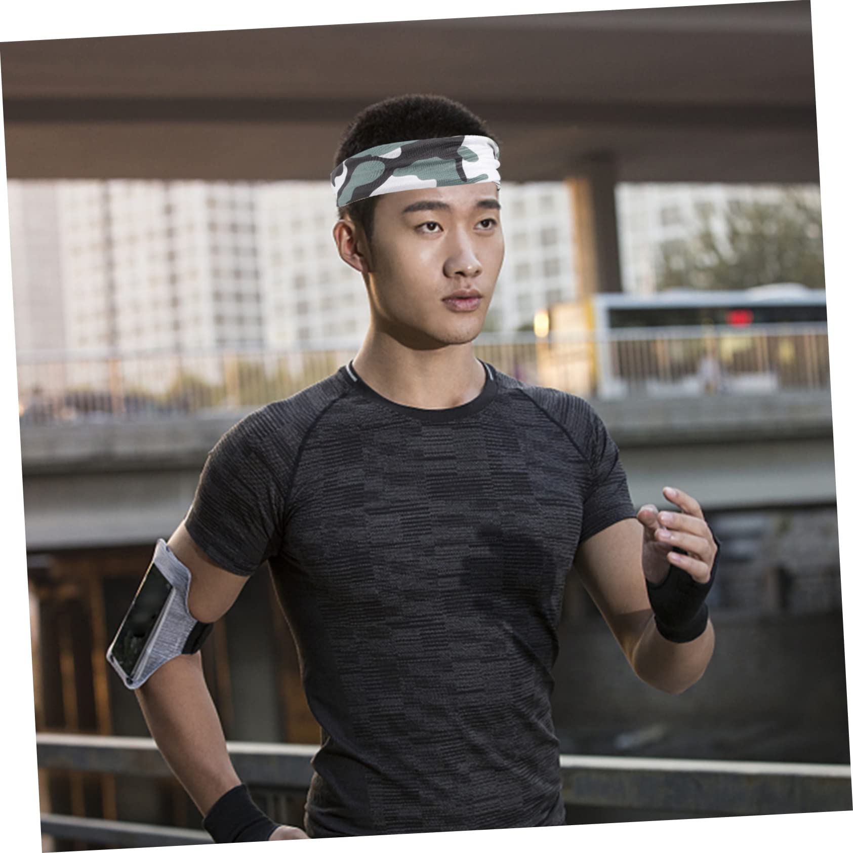 TOYANDONA Elastische Sport Stirnbänder Für Männer Atmungsaktive Schweißabsorption Kopfband Für Basketball Fußball Und Fitness Camouflage