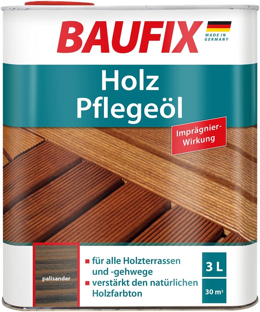 BAUFIX HolzPflegeöl, Holzöl palisander, 3 Liter, geruchsmildes Holzöl