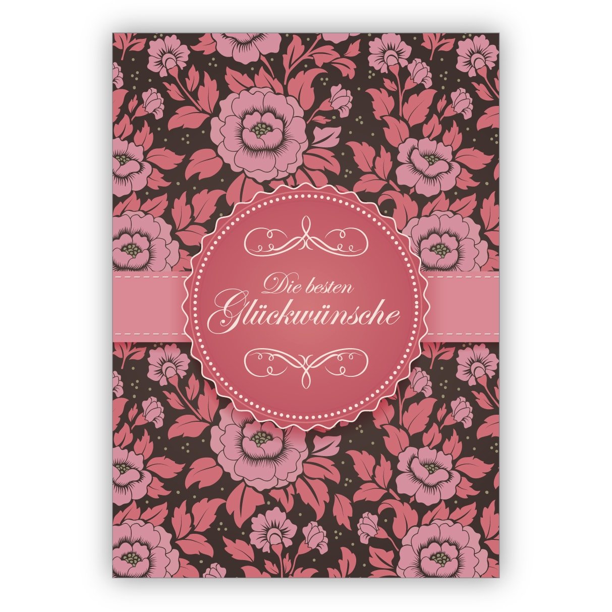 Kartenkaufrausch 16x Edle rosa Karte zum Gratulieren zu Hochzeit, Taufe, Geburtstag auf feinem Rosen Muster: Die besten Glückwünsche • schöne Glückwunschkarte mit Umschlag für Lieblingsmenschen