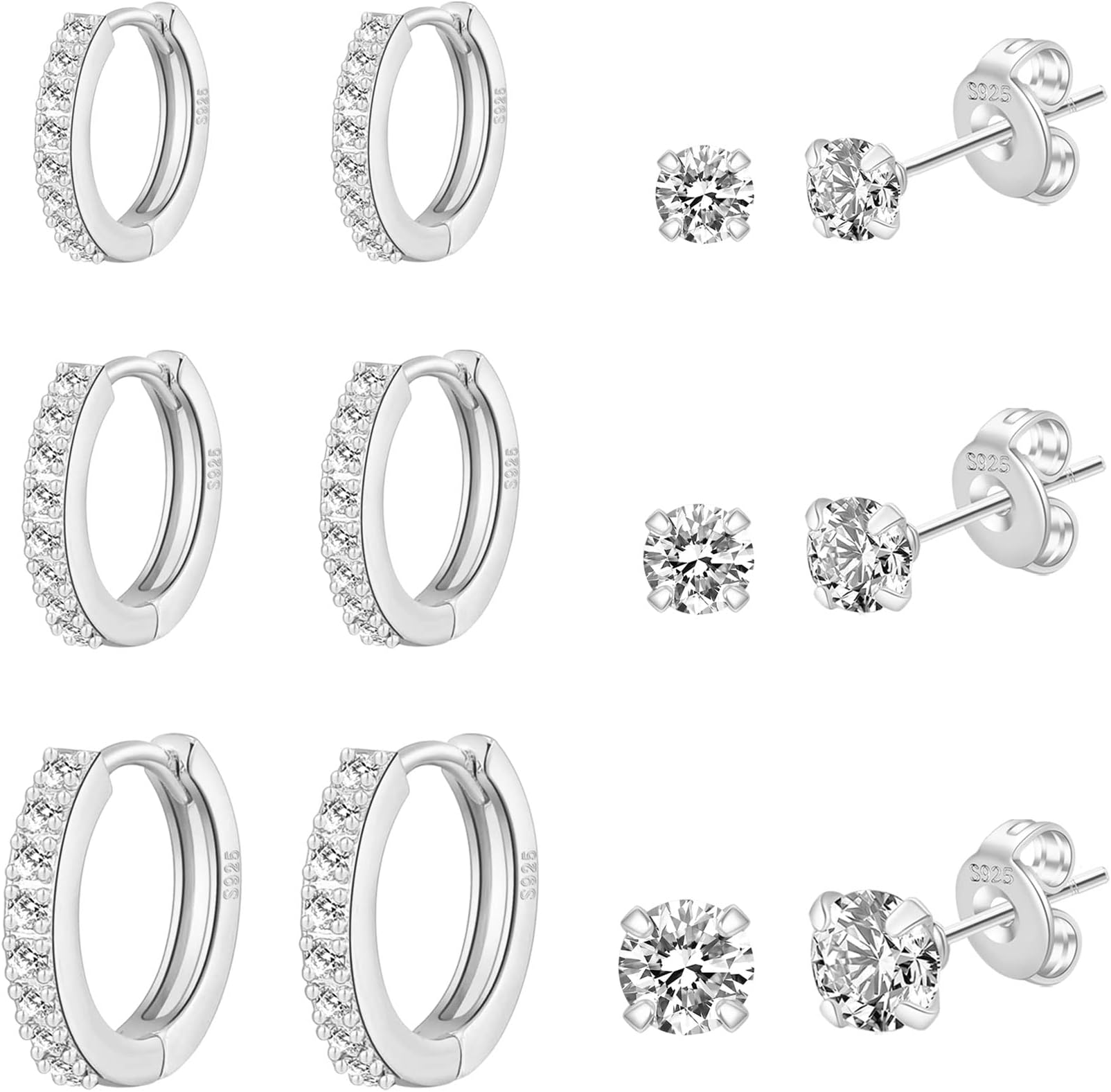 RANKEEFSterling Silver Earrings Set For Women Hypoallergenic Lightweight Small Gold Stud Earrings for Women