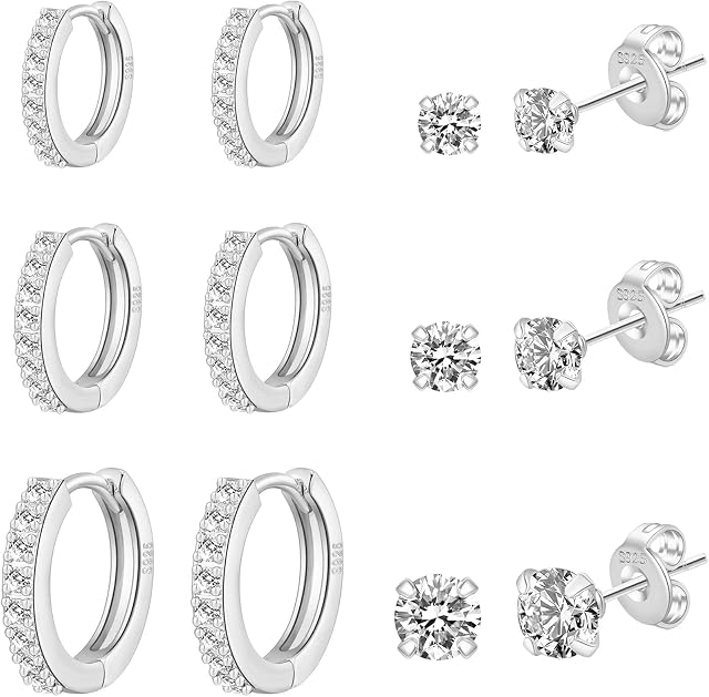 Sterling Silver Earrings Set For Women Hypoallergenic Lightweight Small Gold Stud Earrings for Women