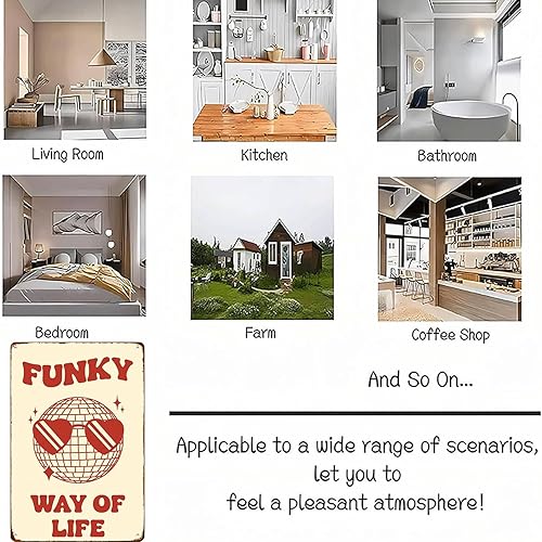 Miniatura 5 de Funky Way Of Life Poster Disco Retro Illustration Wall Art Poster Signs Posters Funny Metal Sign For Man Cave bathroom Farm Bedroom living room