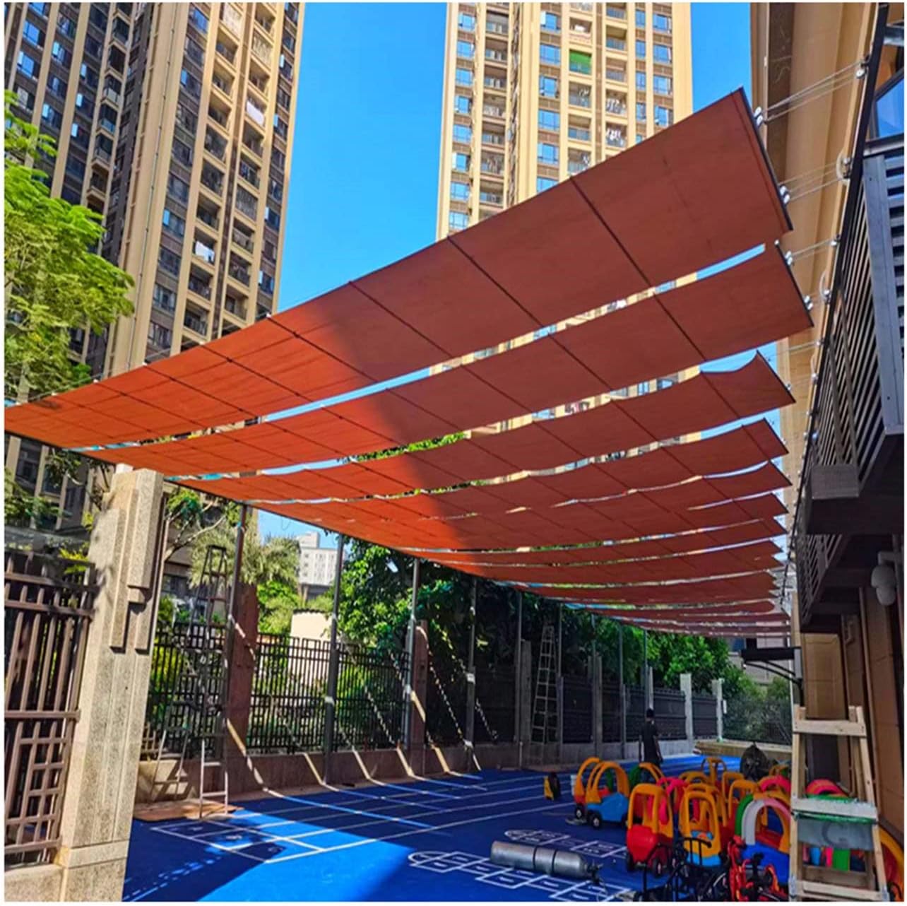 Sun Shade Sail, Wave Sun Shade Sail Folding Sliding Roof