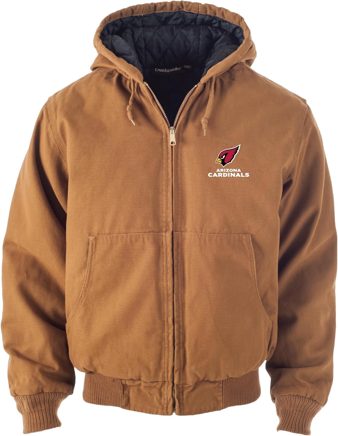 Dunbrooke NFL Arizona Cardinals Dakota Canvas Quilt Lined Hooded Jacket, Coffee, 4XL