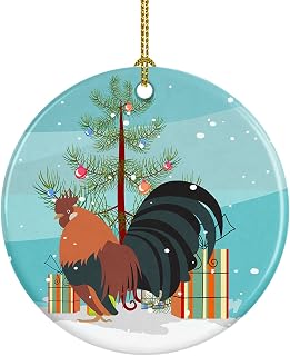 Caroline's Treasures Dutch Bantam Chicken Christmas Ceramic Ornament, Teal Christmas Tree Hanging Decorations for Home Christmas Holiday, Party, Gift, 3 in, Multicolor