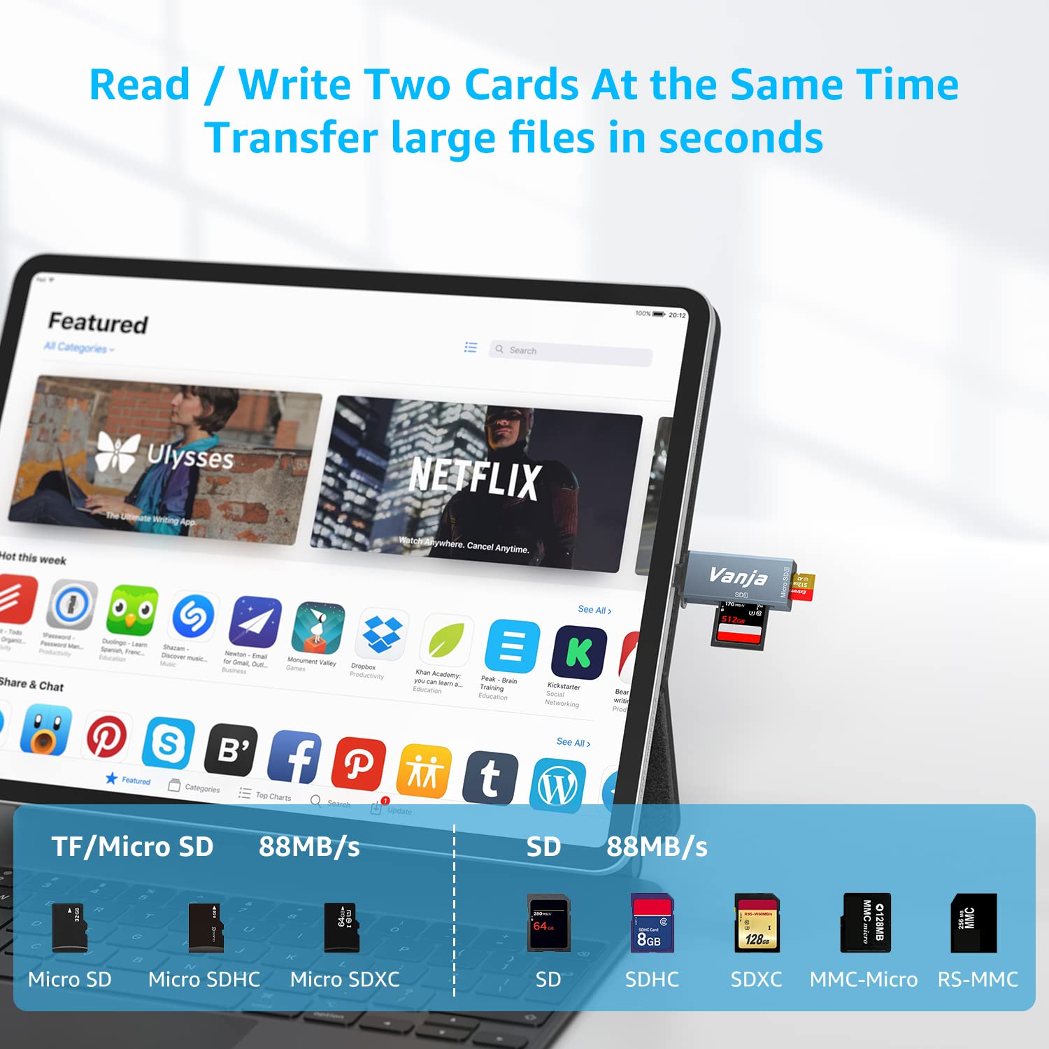 Vanja SD-Kartenleser USB-C – 2-in-1 Für SD/Micro SD Bis 2 TB, Kompatibel Mit Android, Windows, Mac