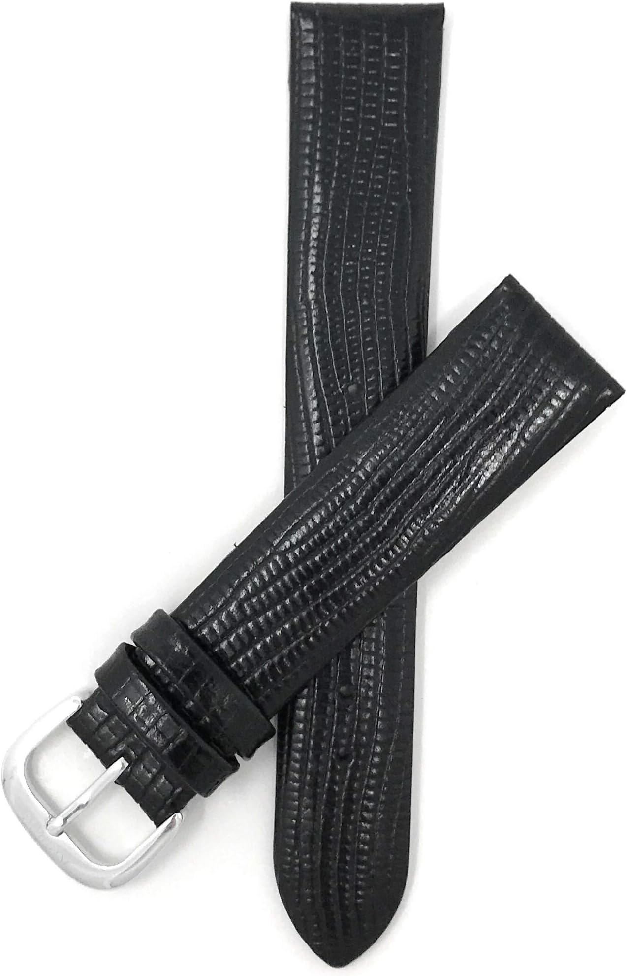 Bandini Leather Watch Band Strap, Lizard Pattern, Glossy, Pointed Tip, 5 Colors (18mm and 20mm)