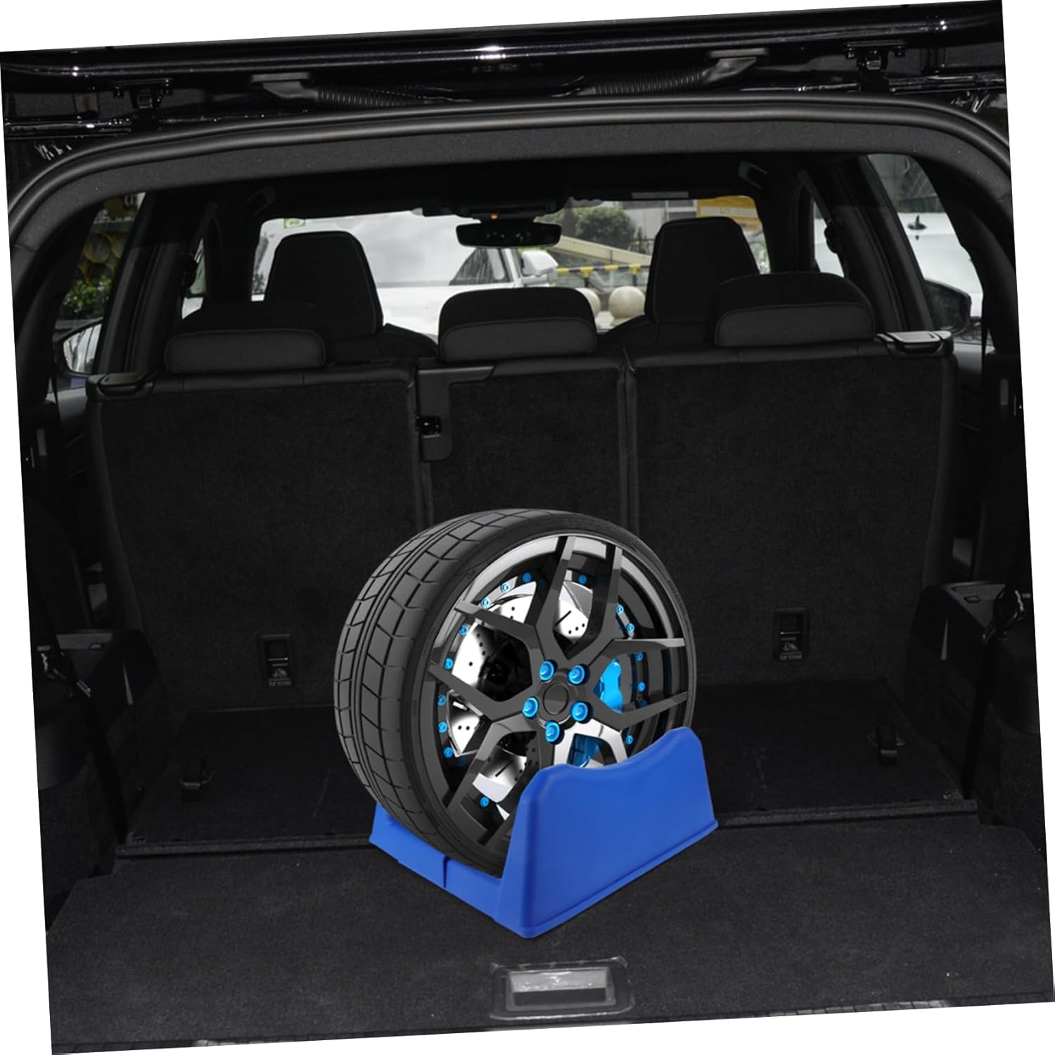 Tire Storage Rack Versatile Display Stand for Organizing Wheel Hubs Easy Installation for Home Garage Use Design Blue Color