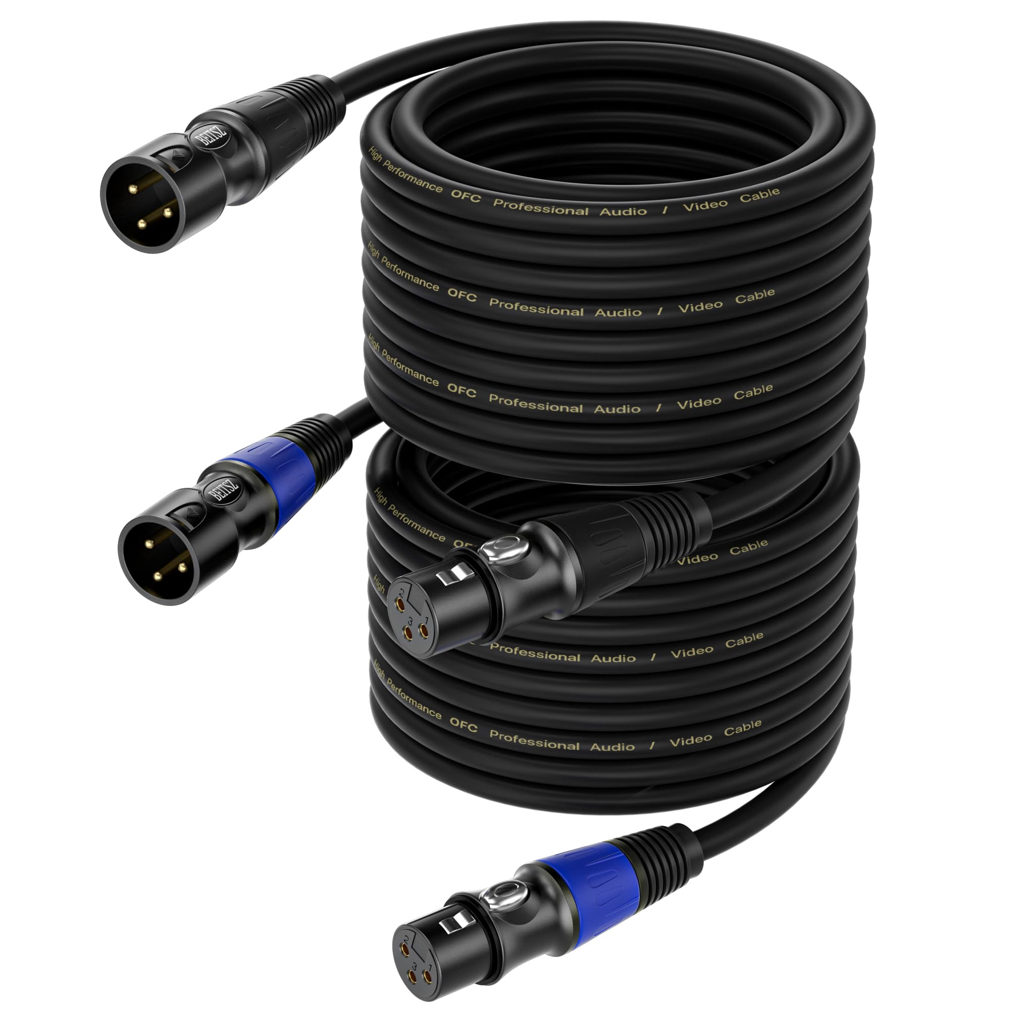 XLR-Kabel Mikrofonkabel 10m 2 Pack,Stecker auf Buchse,3-poligen Adapter XLR Stecker auf Buchse Kabel für Studio-Recorder, Mikrofon, Mixer, Lautsprechersystem