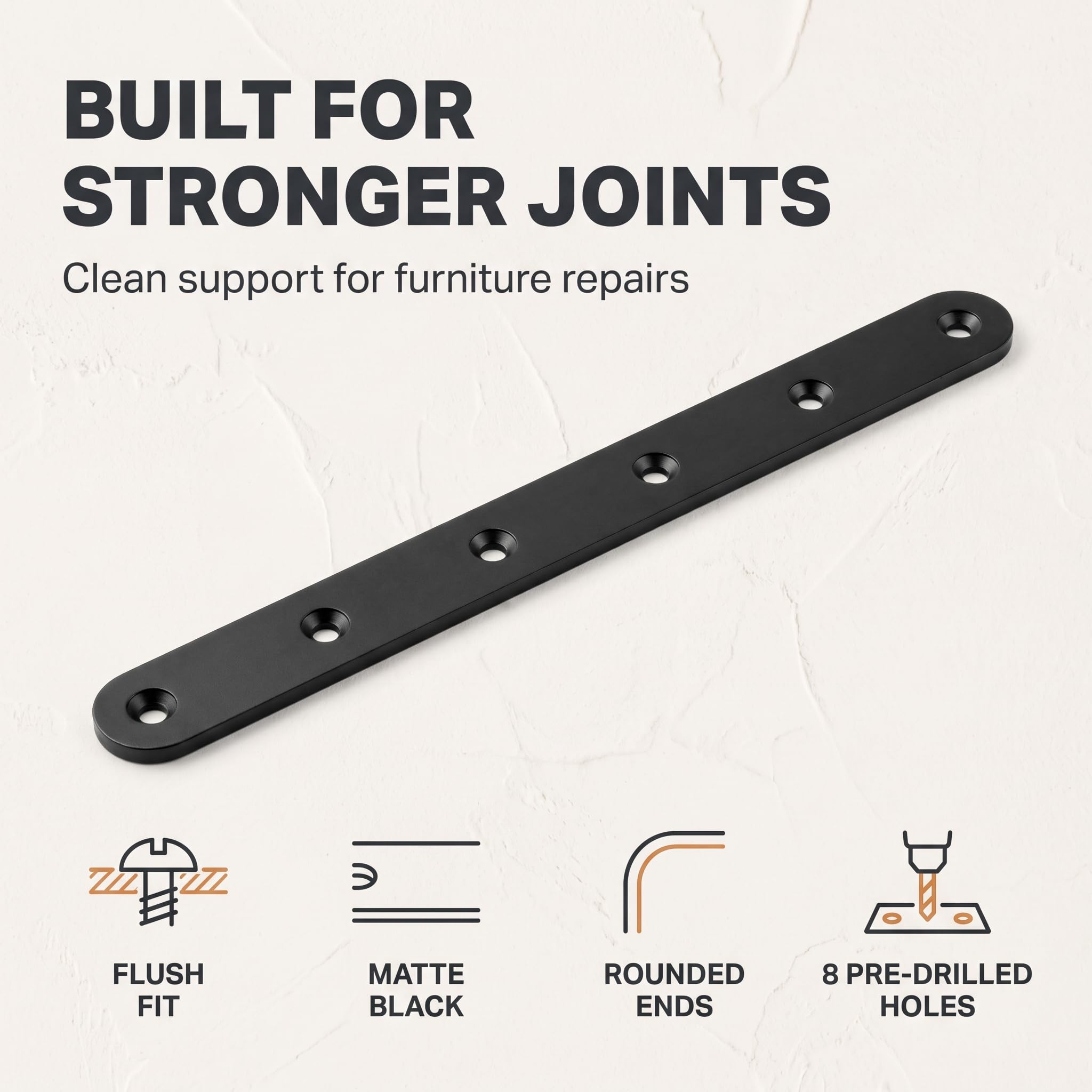Black Straight Brackets - 20 Pack for Wood Repair -4