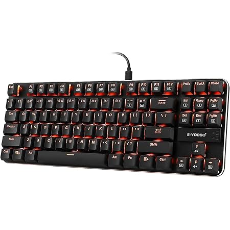 K-630 Low Profile Mechanical Gaming Keyboard, Super Slim, Clicky Blue Switch RGB Led Backlit, Compact 87 Keys (US-Layout) Keyboard for PC Gamer Typist