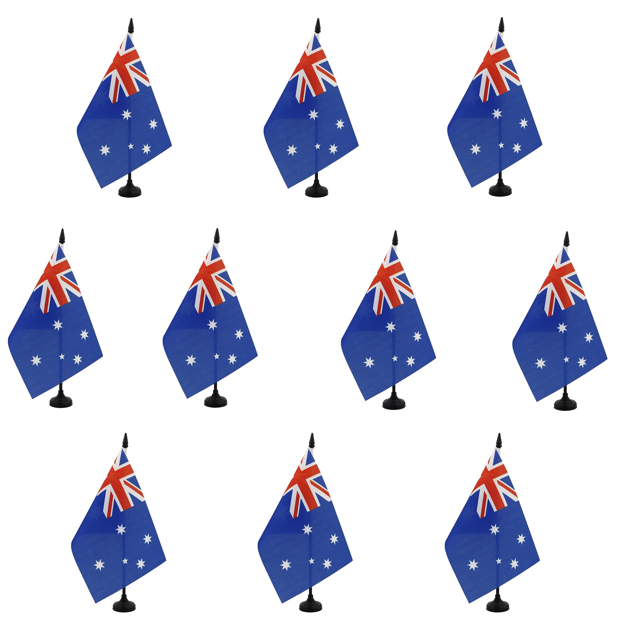 AZ FLAG - Set of 10 Australia Table Flag 5'' x 8'' - 10 Small Australian Office Flags 100% Polyester 21 x 14 cm - Mini Desk Flag with 10'' Pole and Black Plastic Base โ image 1
