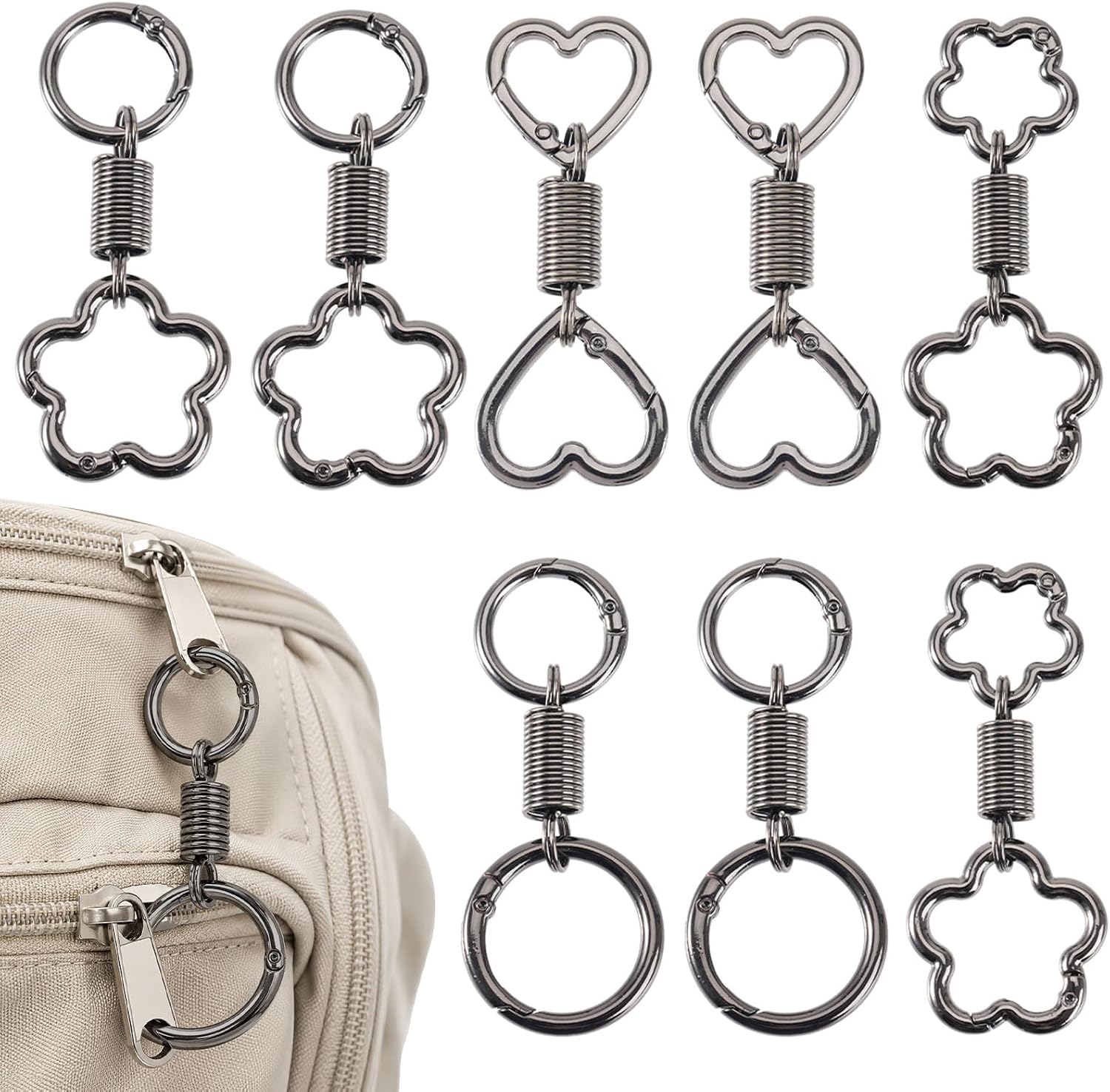 Jieting 8PCS Anti Theft Zipper Clips, Double Opening Zinc Alloy Locking Clips for Backpack Purse Luggage & Crossbody Bag, Security Carabiner Closures, Travel Accessories
