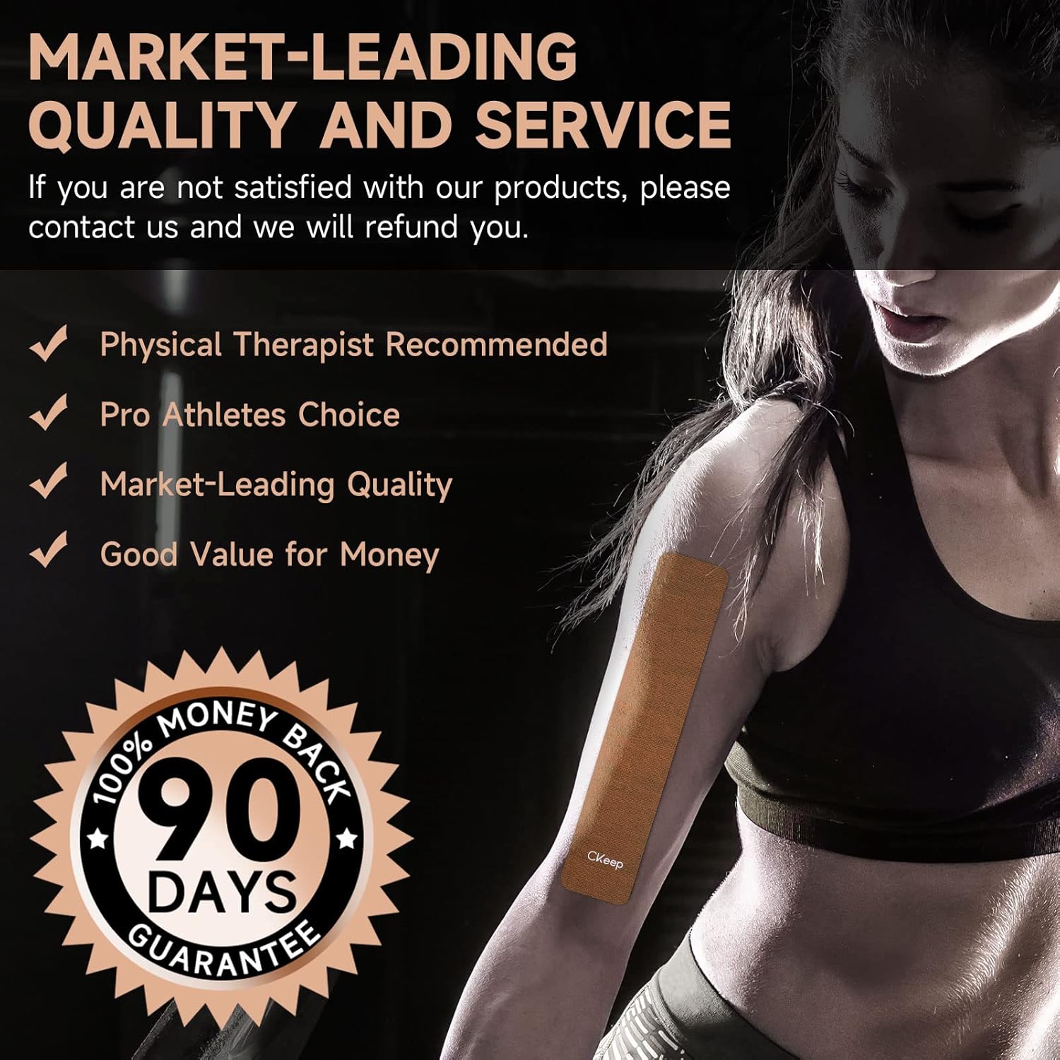 CKeep Kinesiology Tape (2 Rolls), Original Cotton Elastic Premium Athletic Tape,33 ft 40 Precut Strips in Total,Hypoallergenic and Waterproof K Tape for Muscle Pain Relief and Joint Support : Health & Household