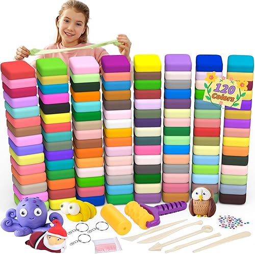 Arcilla de secado al aire de 169 piezas de 120 colores, modelo de arcilla mágica para niños, kit de iniciación de moldeo con herramientas de