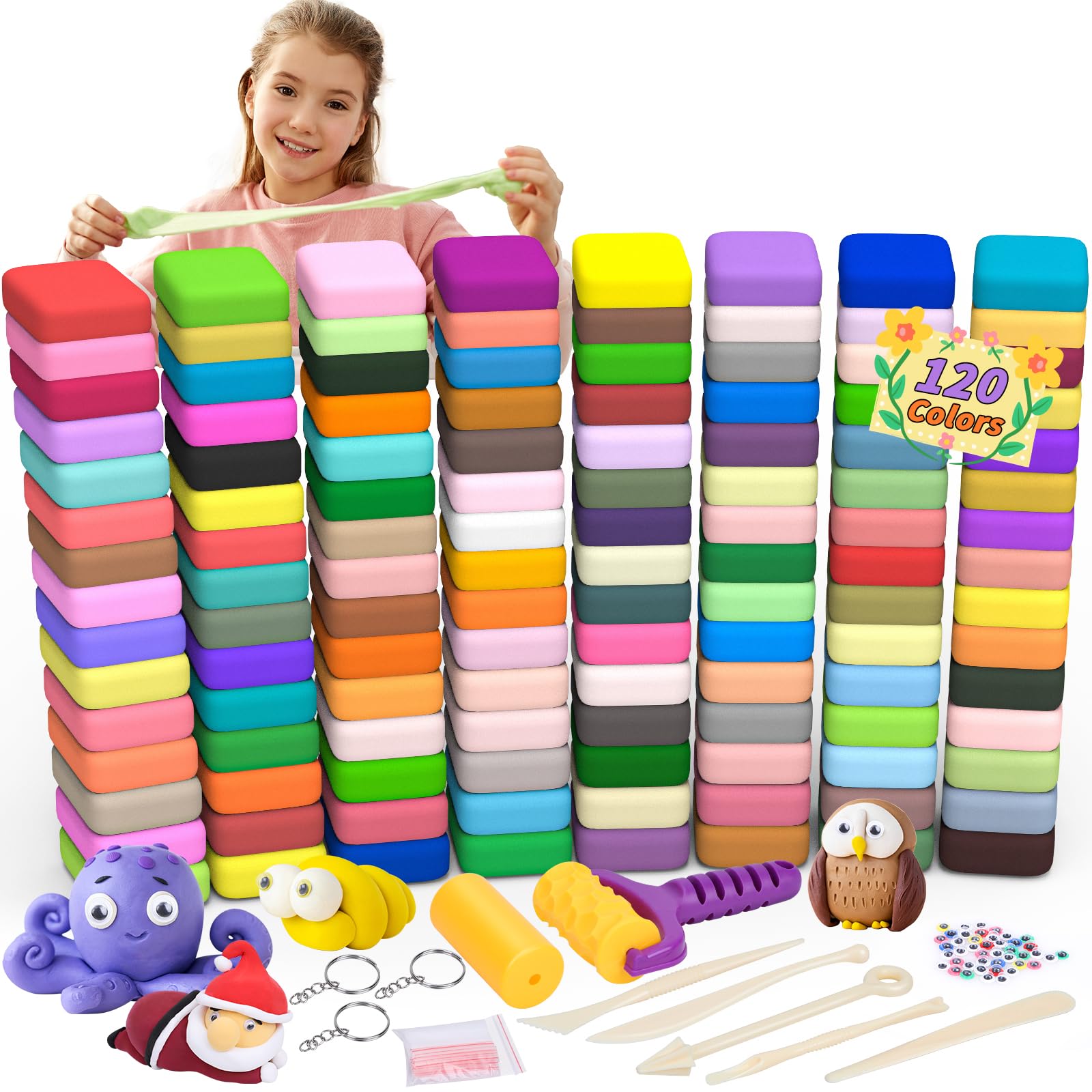 169 Pcs Air Dry Clay 120 Colors Modeling Model Magic Clay for DIY Molding Starter Kit with Sculpting Tools,Ultra Light Soft Non-Toxic Arts & Crafts