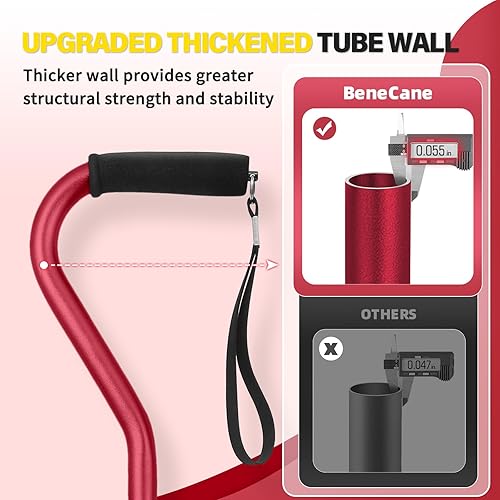 Vista 21 de BeneCane Bastón ajustable con mango acolchado suave compensado para hombres y mujeres, base de estabilidad extra ligera, cómoda, ayuda de movilidad