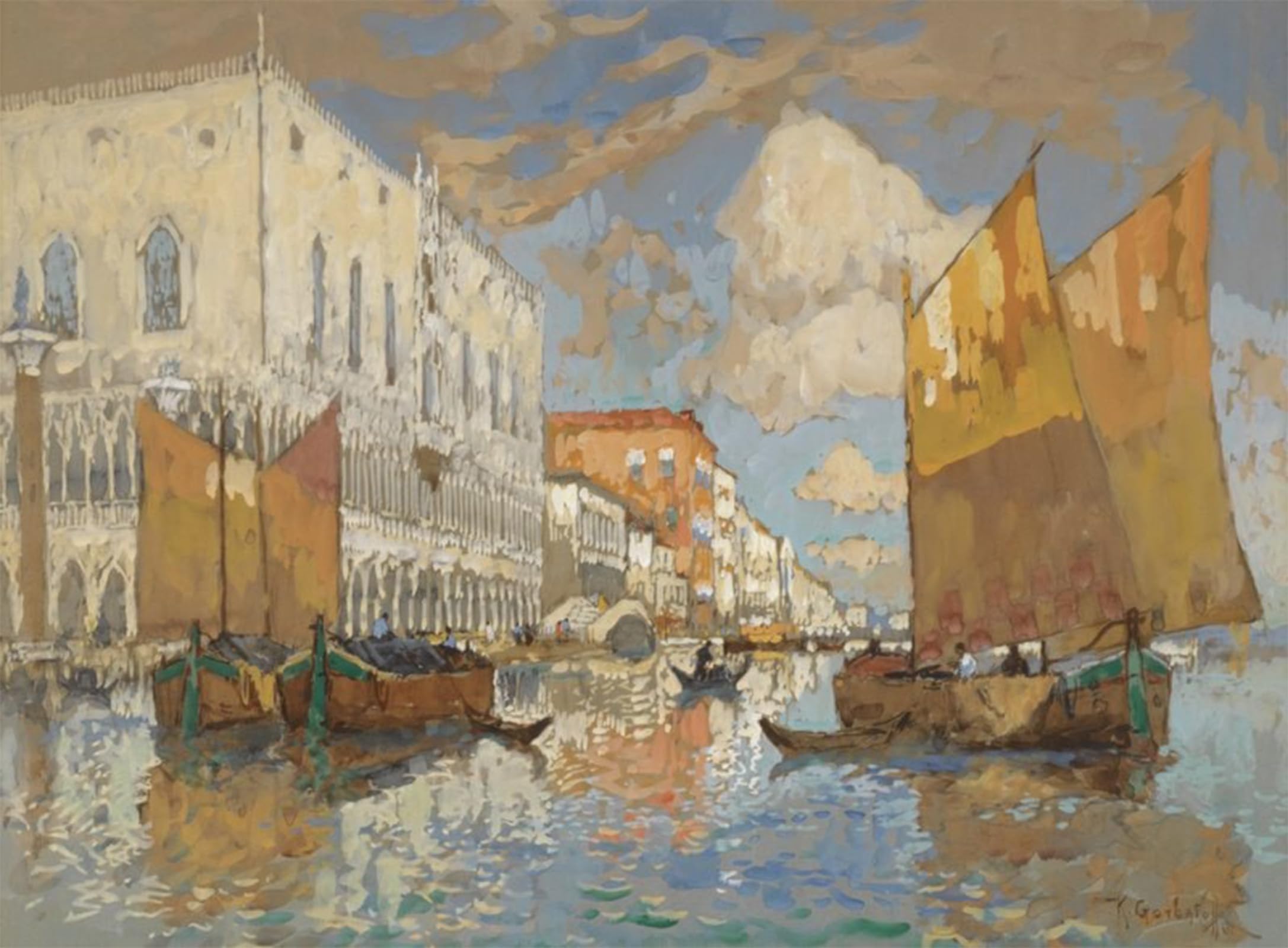 SERENDIPITP Aesthetic Poster Photo Wall Print Retro Picture the Doge's Palace in Venice by Konstantin Ivanovich Gorbatov Modern Wall Artwork for Home Decor 60x90cm