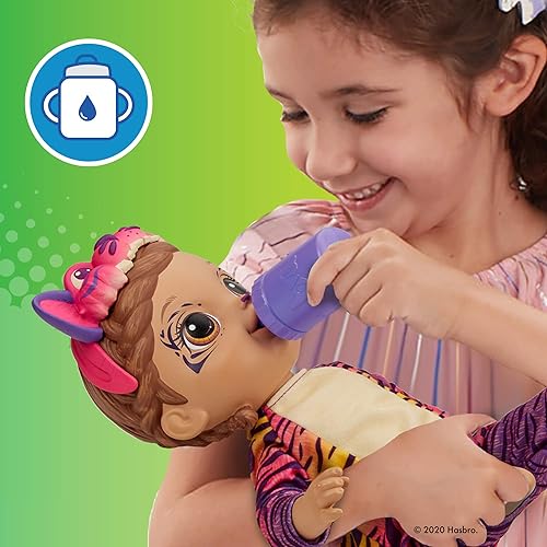 Miniatura 6 de Baby Alive Rainbow Wildcats muñeca de tigre, con accesorios, bebida, pañal, juguete de tigre para niños mayores de 3 años, pelo marrón (exclusiva de