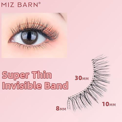 Miniatura 2 de Miz Barn Pestañas postizas de aspecto natural, 4 pares de pestañas cortas naturales, suaves, ligeras, cómodas, de lujo, banda transparente, hechas a