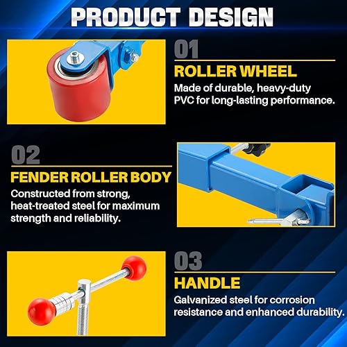 Vista 4 de DASBET Herramienta Rodillo de Guardabarros Herramienta de Reforma y Extensión, Rodillo de Arco de Rueda de Auto de Servicio Pesado Herramienta