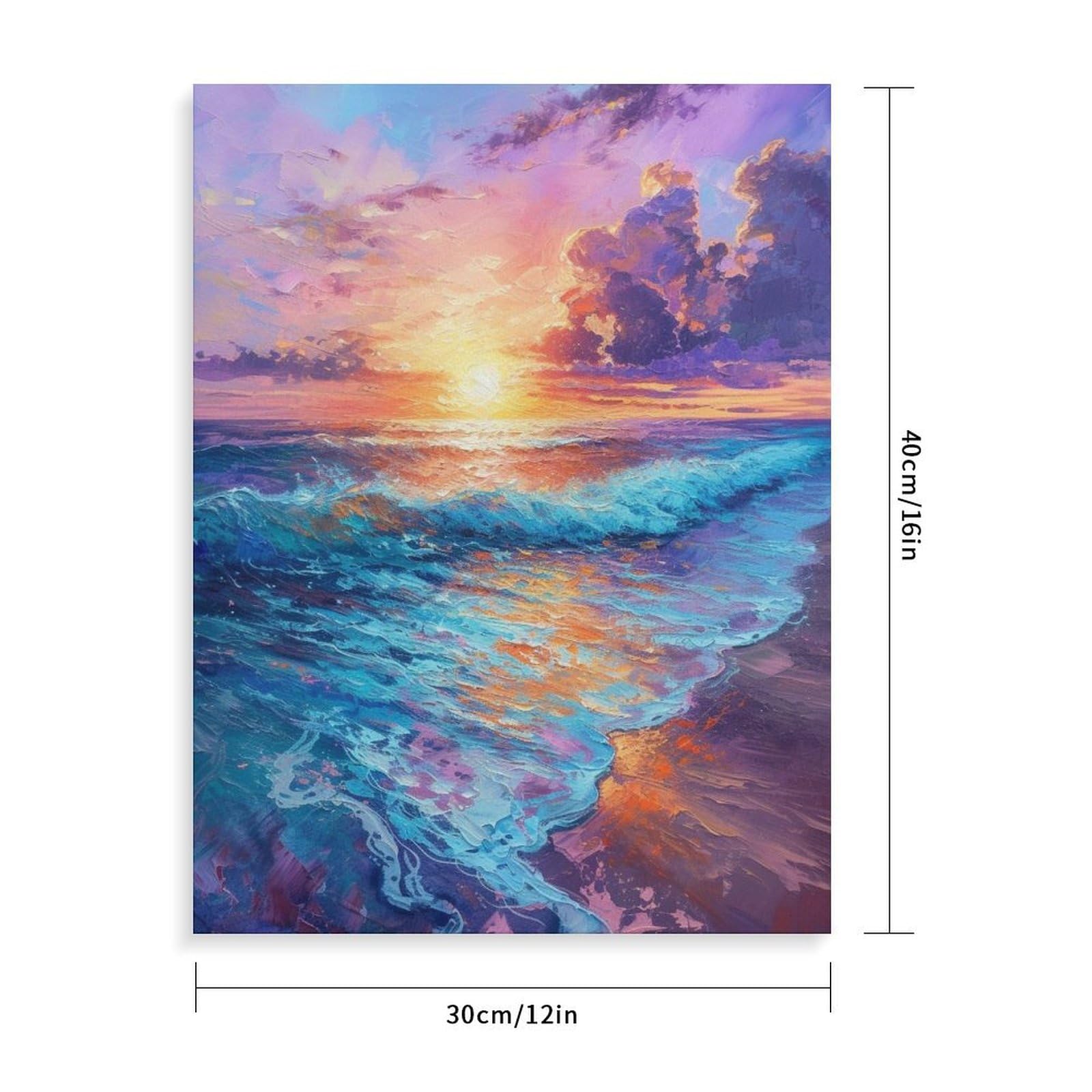 Amazon | 夕日の波の油絵 数字キットによる絵画 数字油絵 美しい