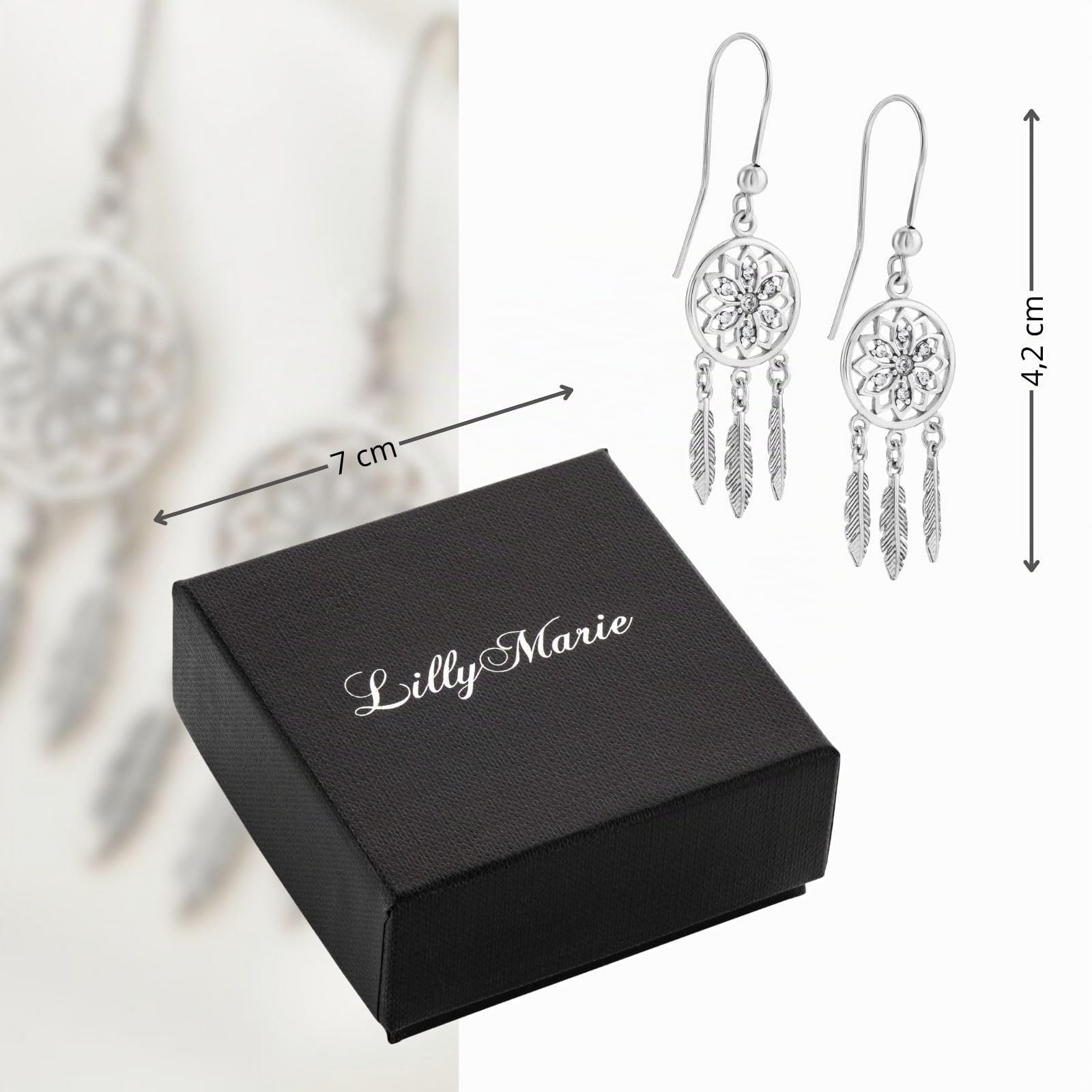 LILLY MARIE Pendientes De Mujer Hechos A Mano En Plata De Ley Con Zirconia