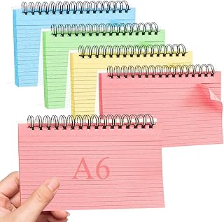 Flash Cards, Vakki 200 PCS A6 Revision Cards 4 * 6 Inches Flashcards Spiral Ruled Index Cards Lined Revision Flash Cards Coloured Record Cards & Cue Cards for School Essentials Home Office
