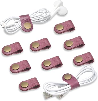 CAILLU Cord Organizer,Cord Keeper,Cable Organizer USB Holder,Cable Management,Cable Straps,Earbud case,wrap Headset Winder,Phone Earphone Clips Ties Rose red Cord Organizer