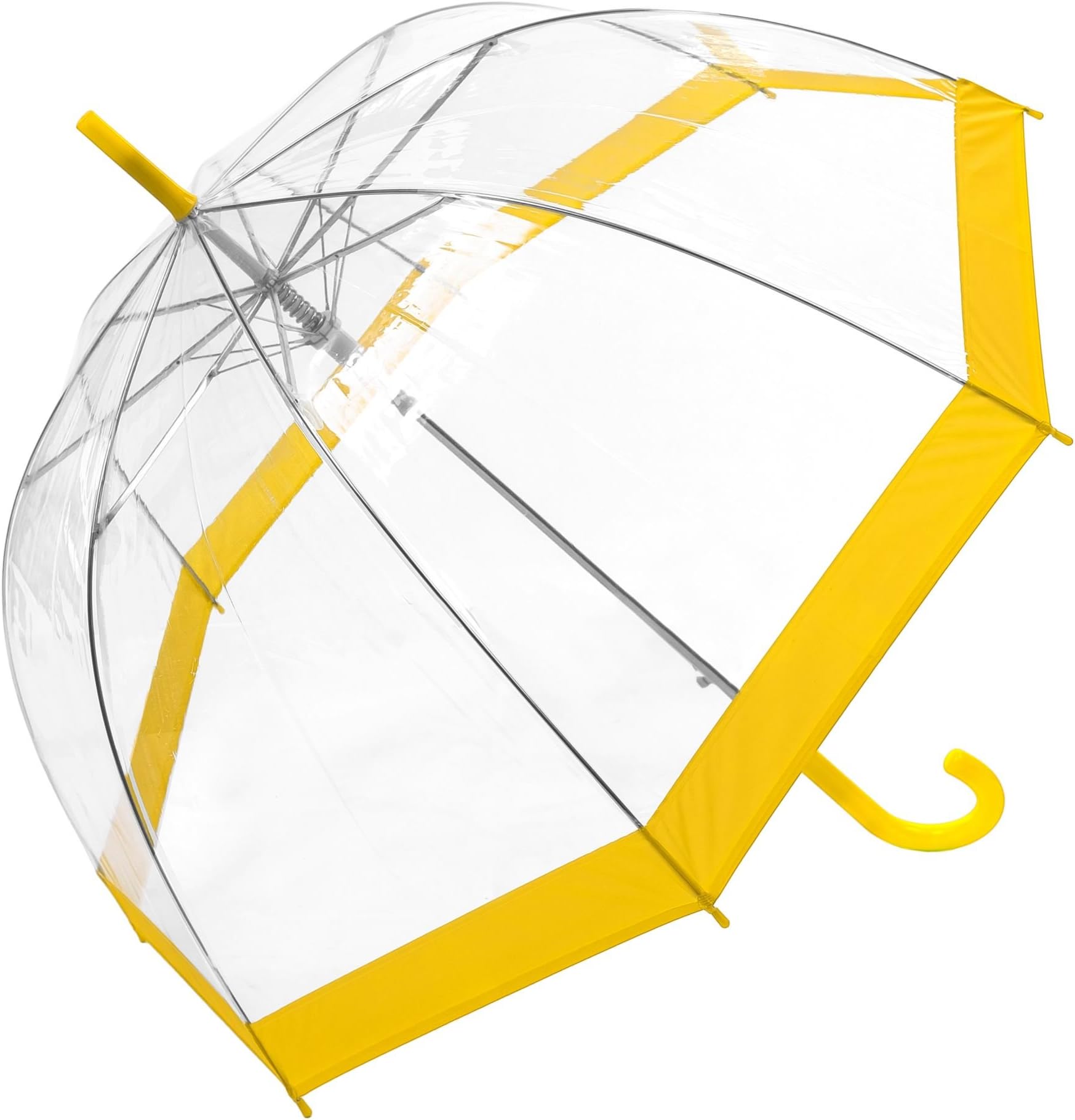 SusinoParapluie Droit ouverture automatique - Transparent avec Bordure Jaune Stick Umbrella, 88 cm, 85 liters, Yellow (Jaune), Yellow (Jaune), 88 centimeters, Stick umbrella