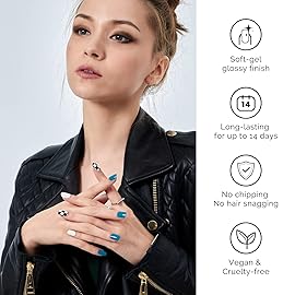 NAILOG Semi Cured Gel Nail Strips (20 Extra Long Checkered Polish Stickers/Wraps)  Glossy & Long Lasting Soft Gel Finishing (Full Speed)