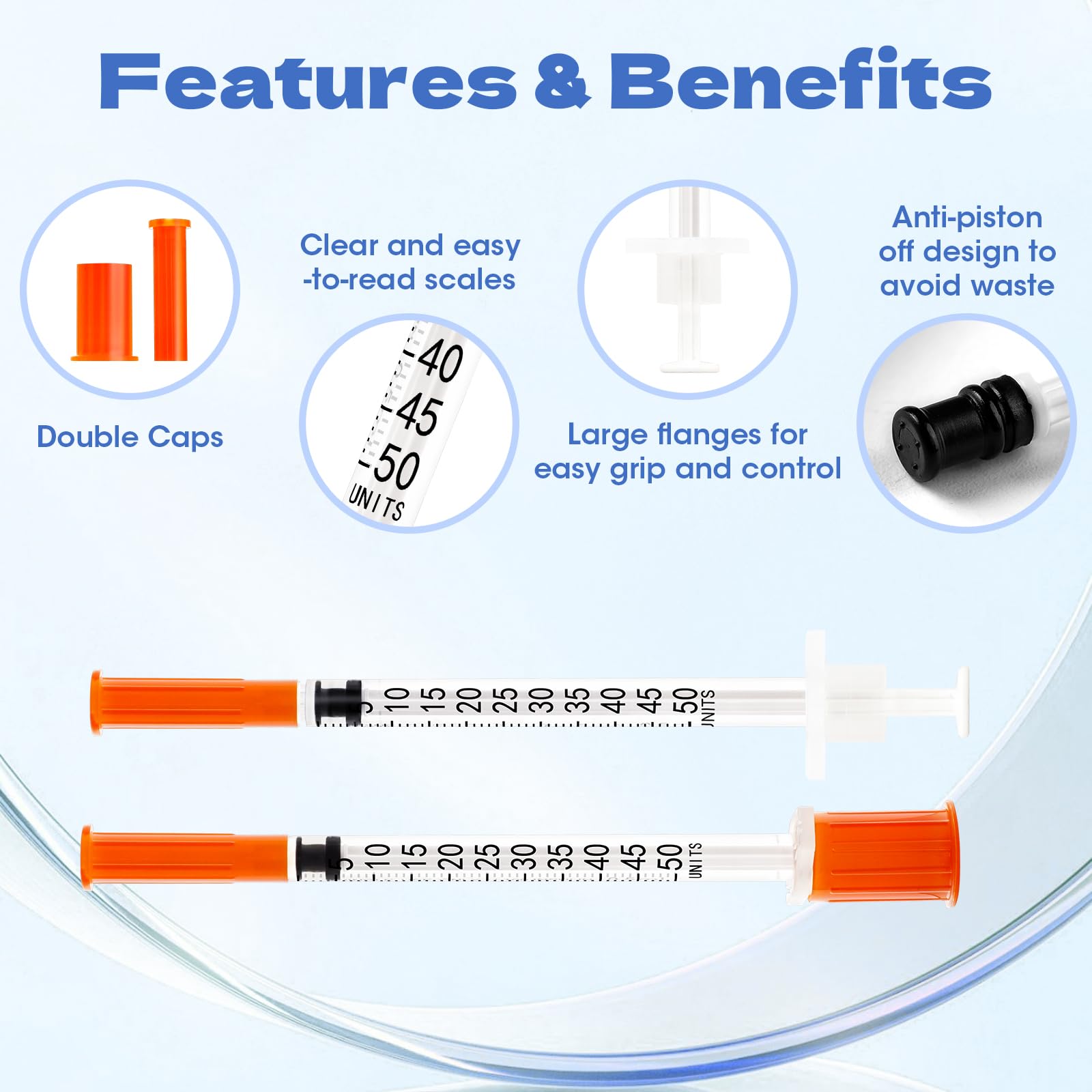 U-100 0.5ml Syringes 30G 5/16"(8mm), Lab Supplies, Individually Wrapped, Pack of 100 — Amazon image 3